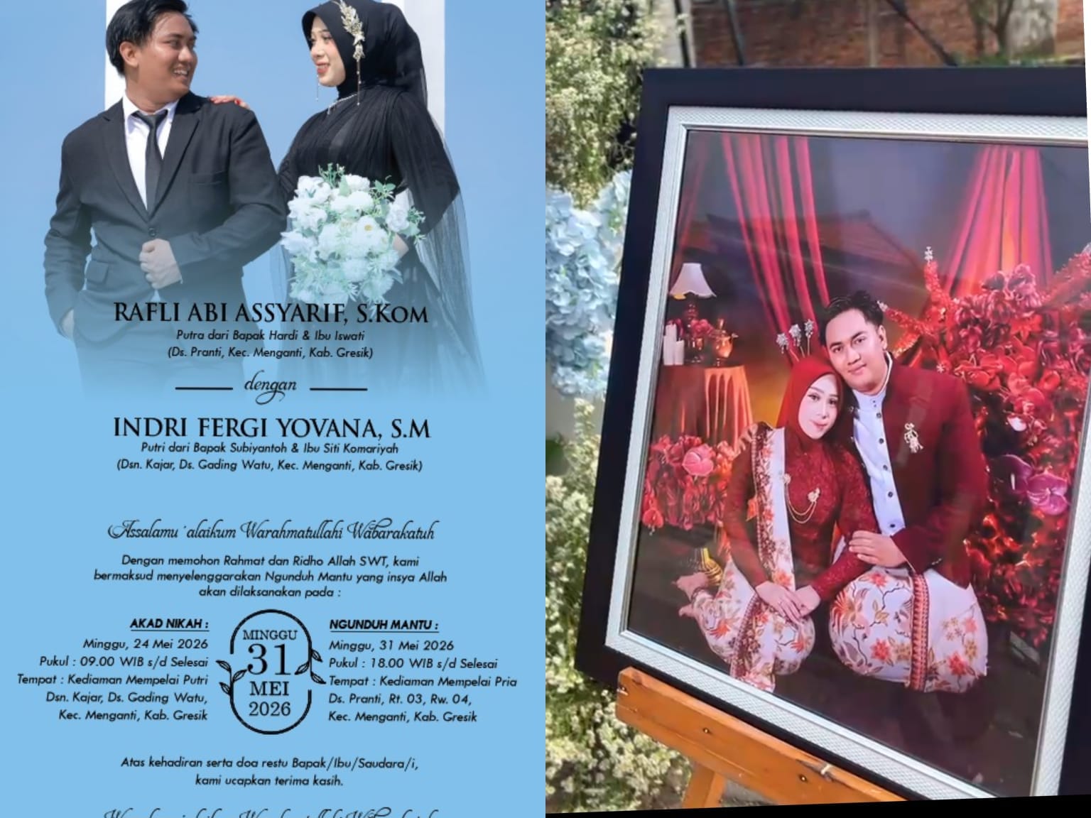Momen Bahagia Keluarga Kades Pranti, Camat Menganti Turut Jadi Saksi Pernikahan Abi dan Indri