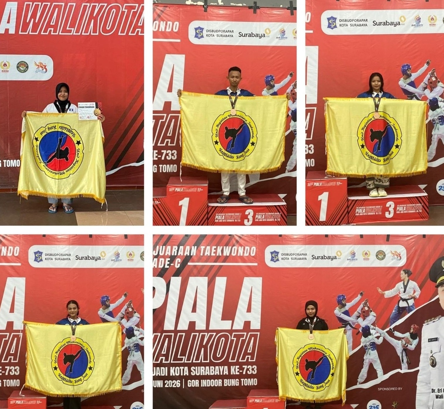 Atlet UHT Borong Prestasi di Kejuaraan Taekwondo Piala Wali Kota Surabaya 2026